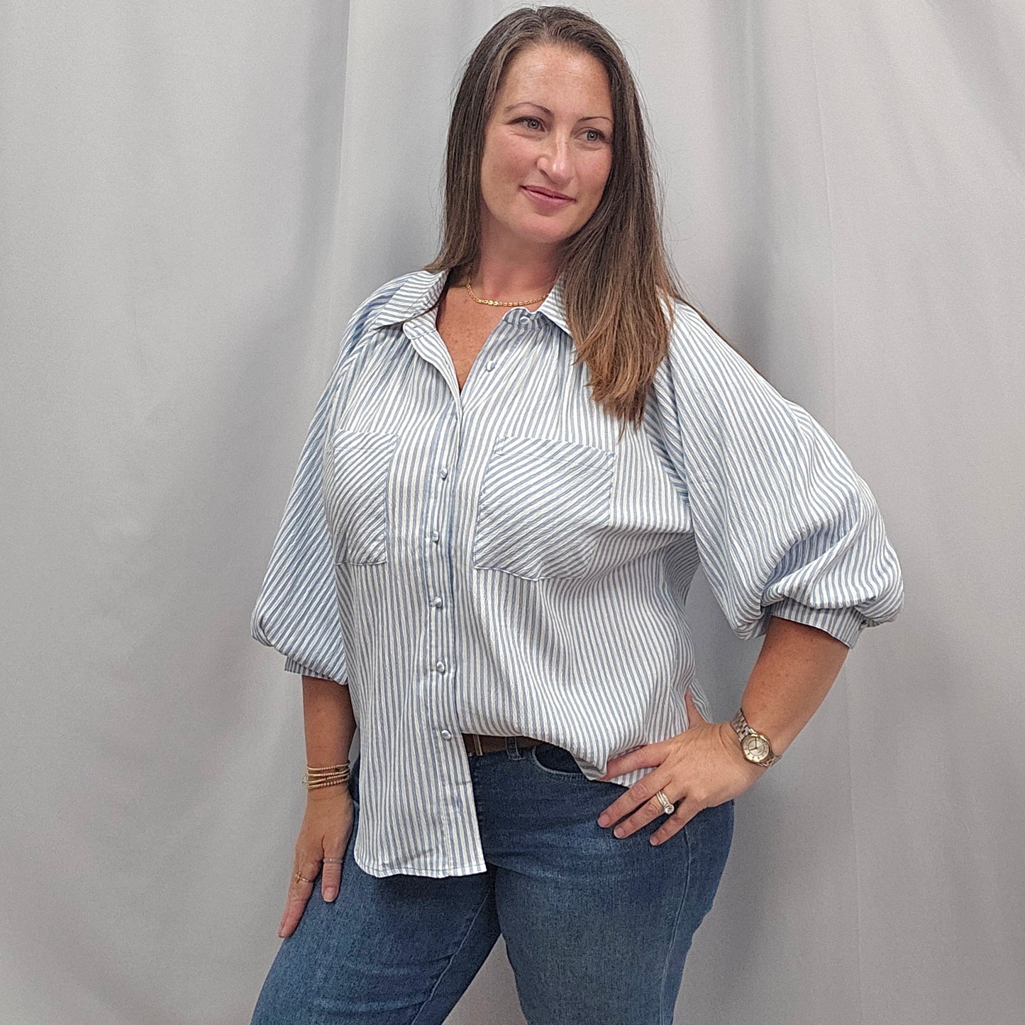 Striped Button Down Blouse