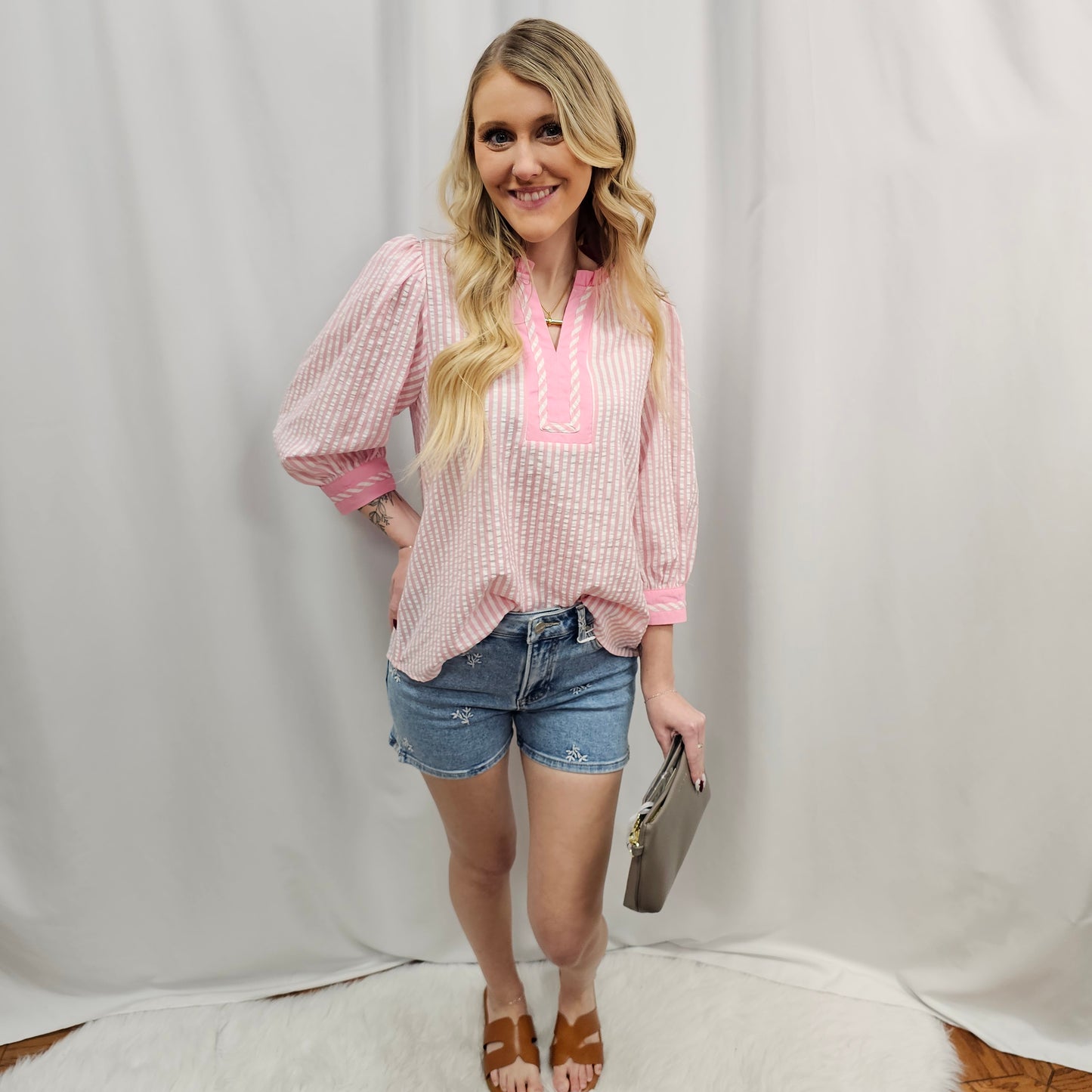 Risen High Rise Shorts With Embroidered Detail