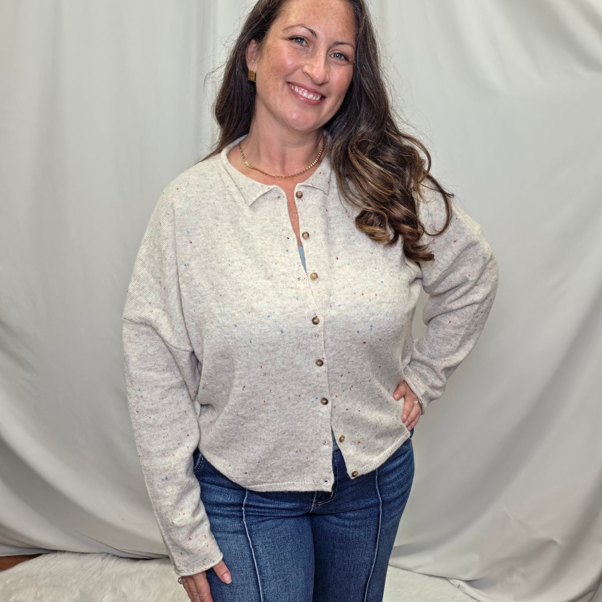 Confetti Collared Cardigan