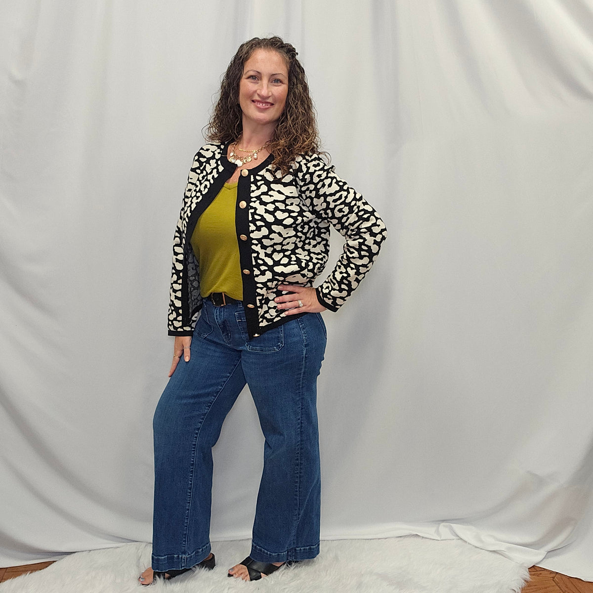 Leopard Cardigan with Button Detail