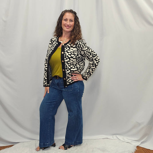 Leopard Cardigan with Button Detail