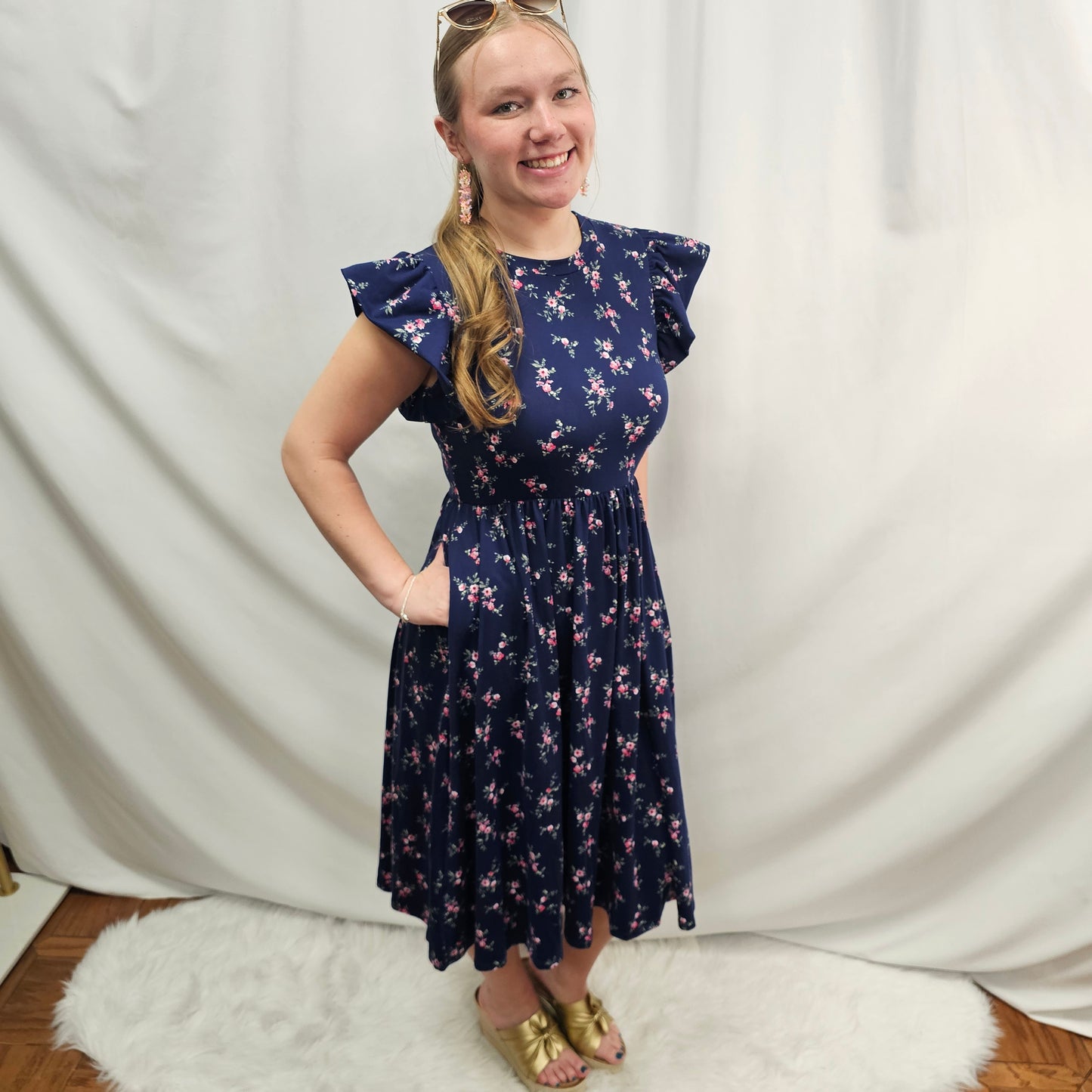 Folded Ruffle Short Sleeve Babydoll Dress