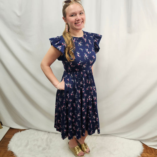 Folded Ruffle Short Sleeve Babydoll Dress