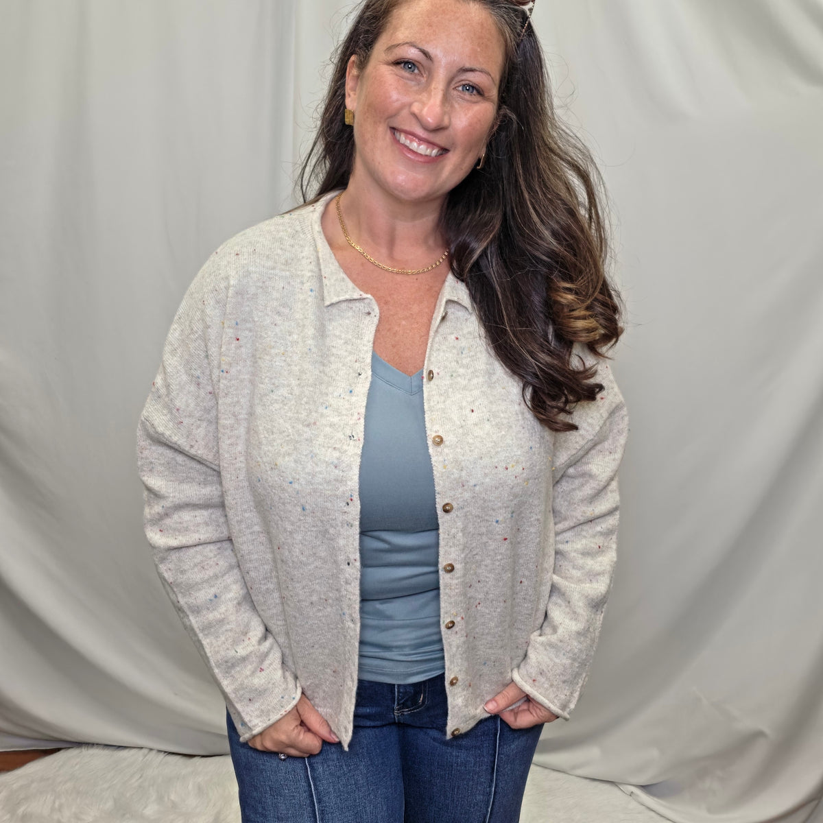 Confetti Collared Cardigan