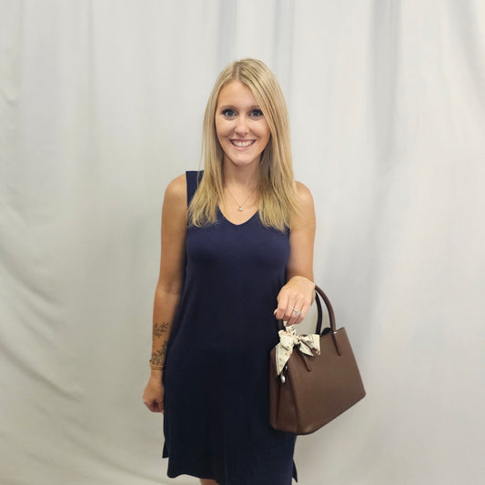 Juliana Crepe V-Neck Swing Dress