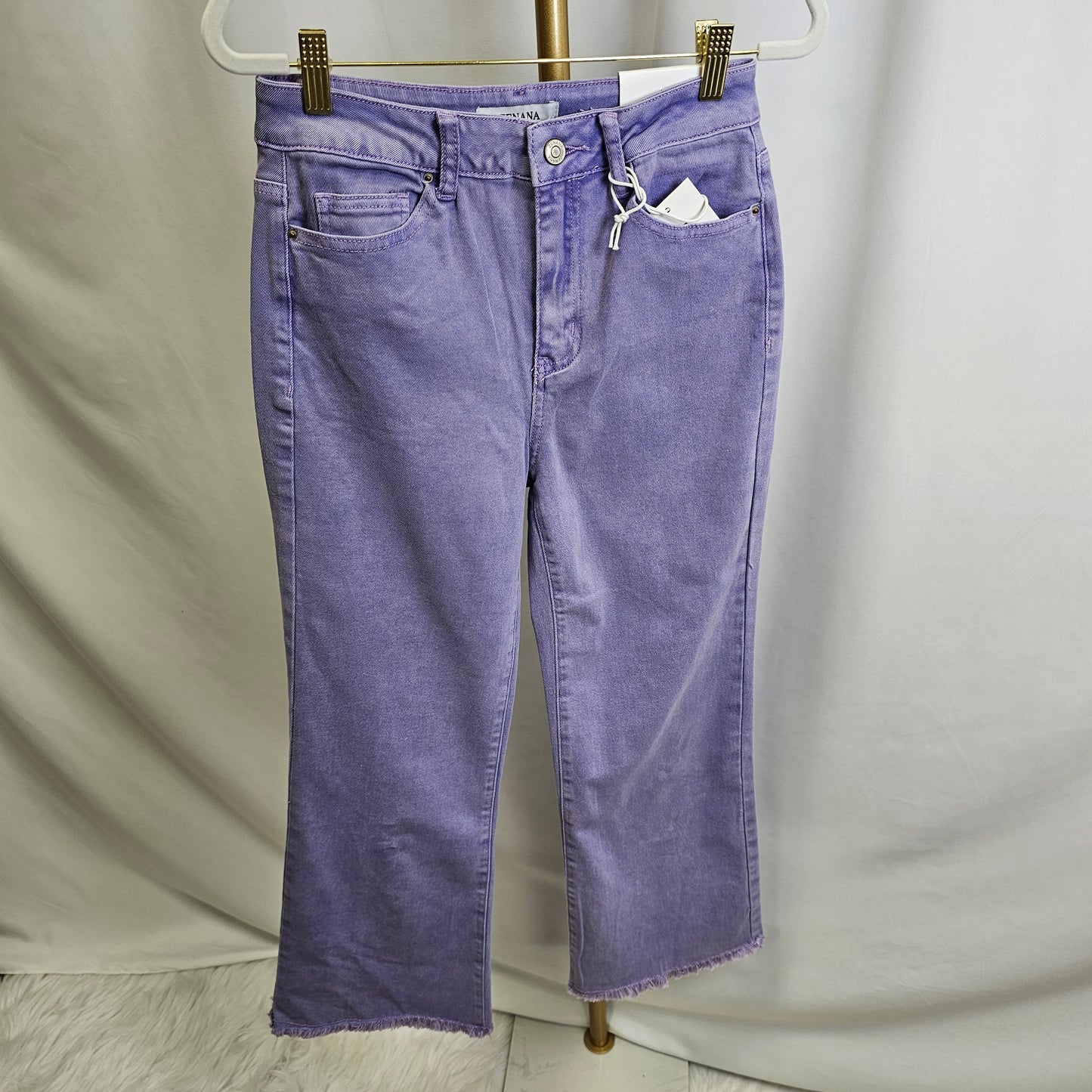 High Waist Frayed Hem Bootcut Pants
