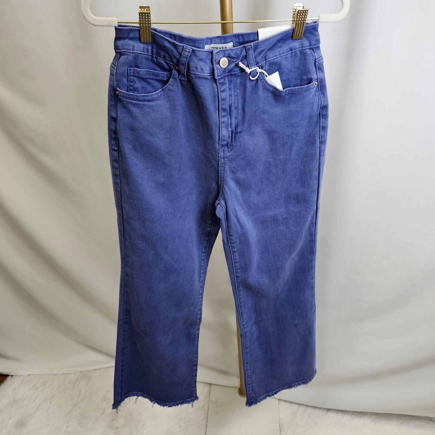 High Waist Frayed Hem Bootcut Pants