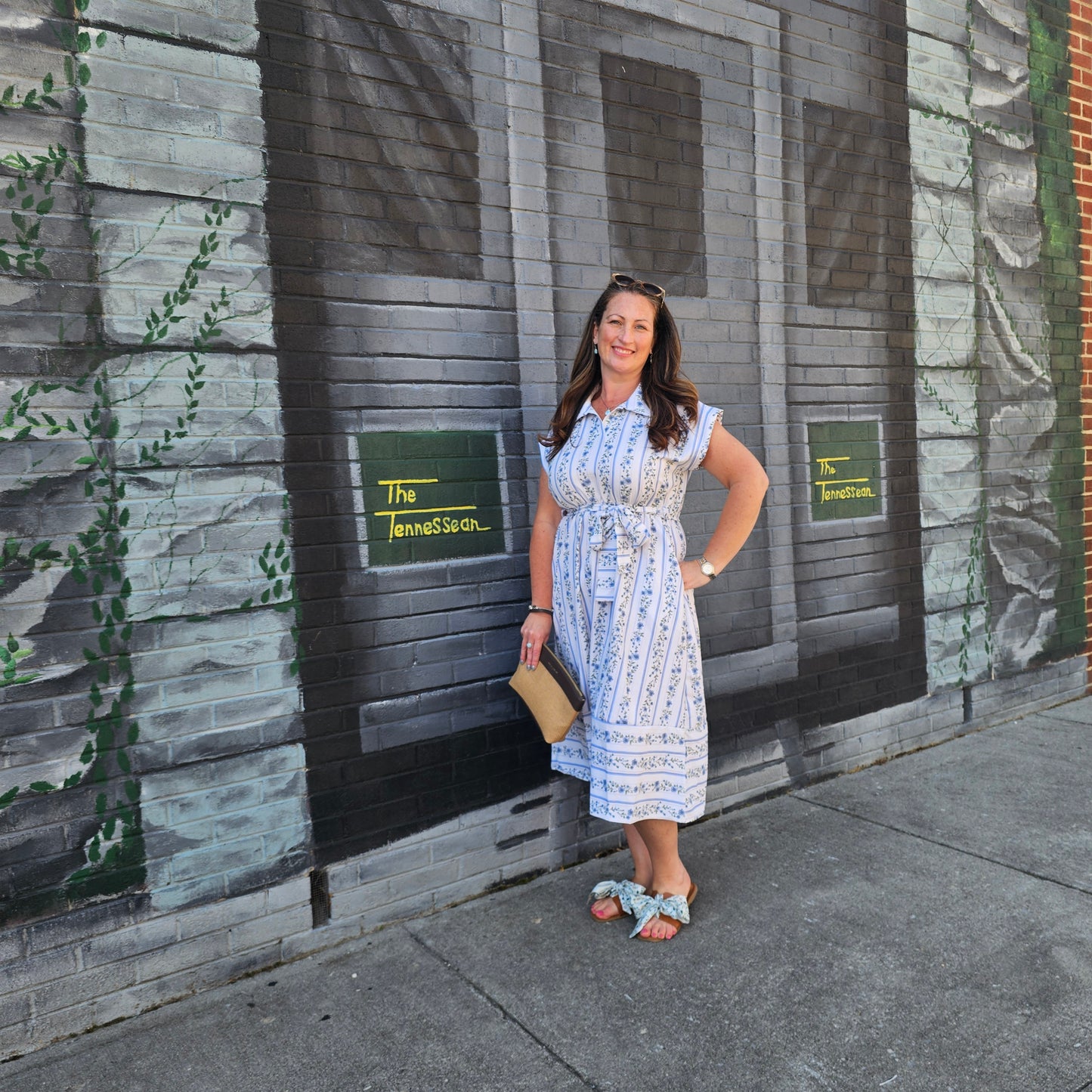 Vintage Floral Belted Midi Dress