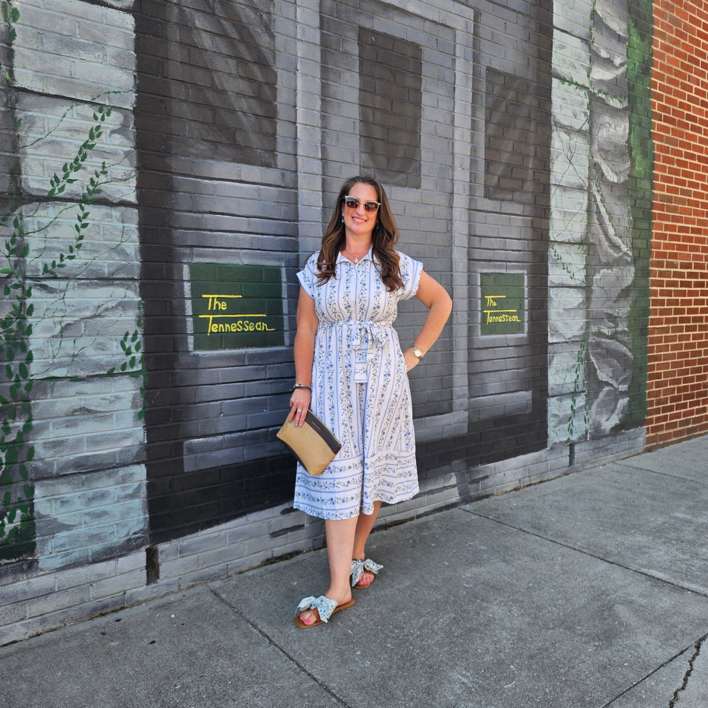 Vintage Floral Belted Midi Dress