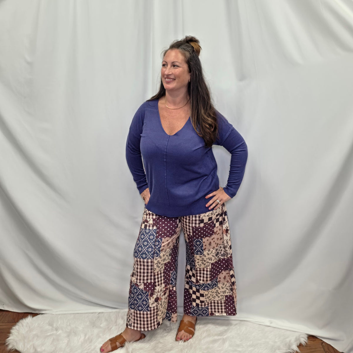 Patchwork Floral French Terry Pants