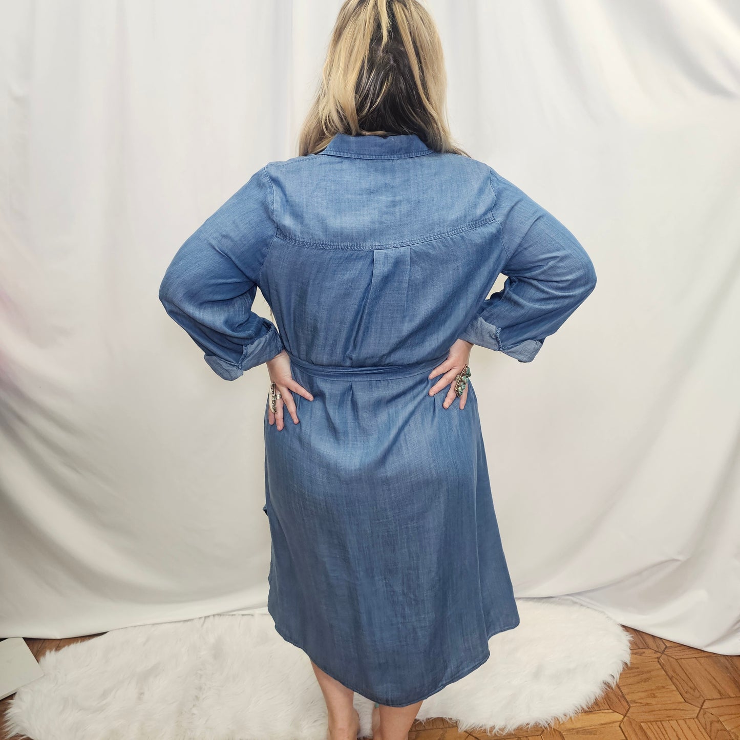 Collard Denim Hi-Lo Dress