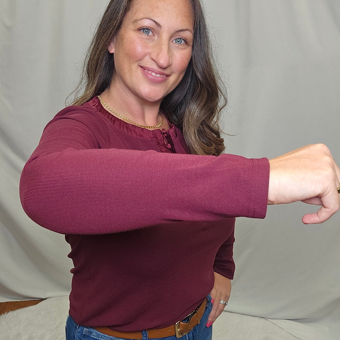 Satin Ruched Trim Top