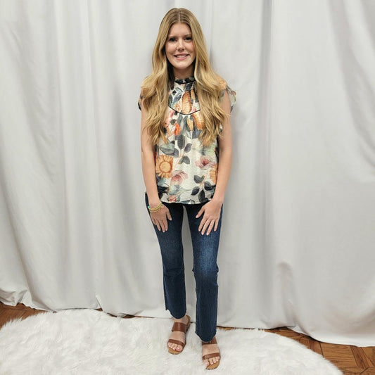 Floral Smocked Neck Blouse