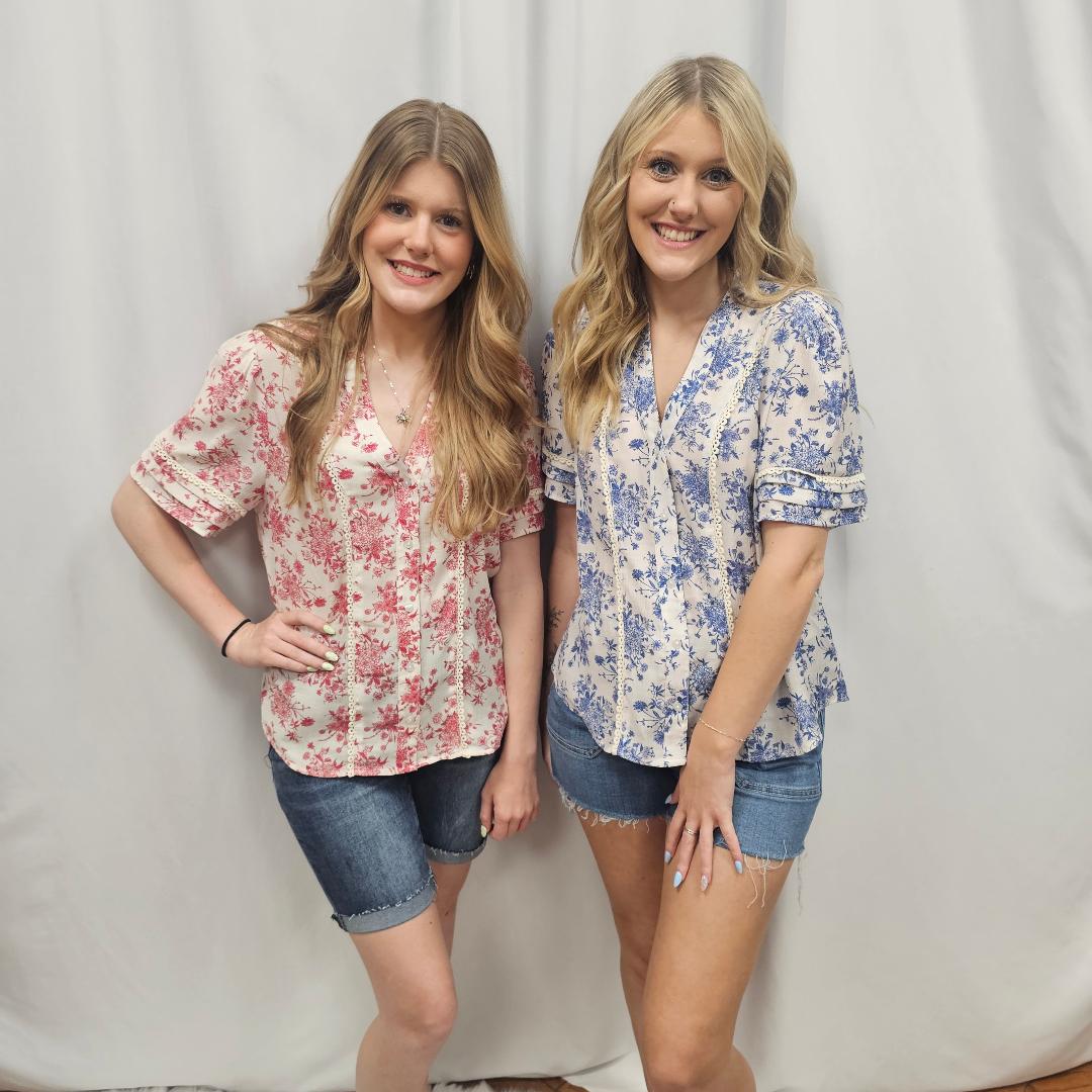 Floral Print Button Up Blouse