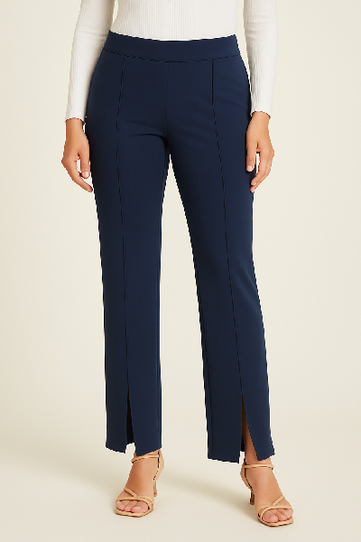 Pull On Split Front Ponte Pant