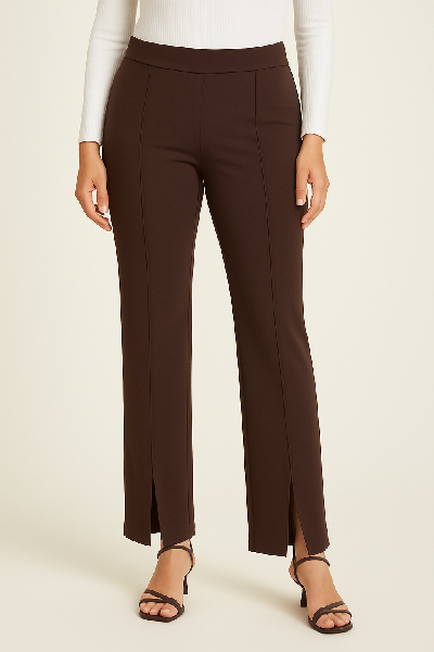 Pull On Split Front Ponte Pant